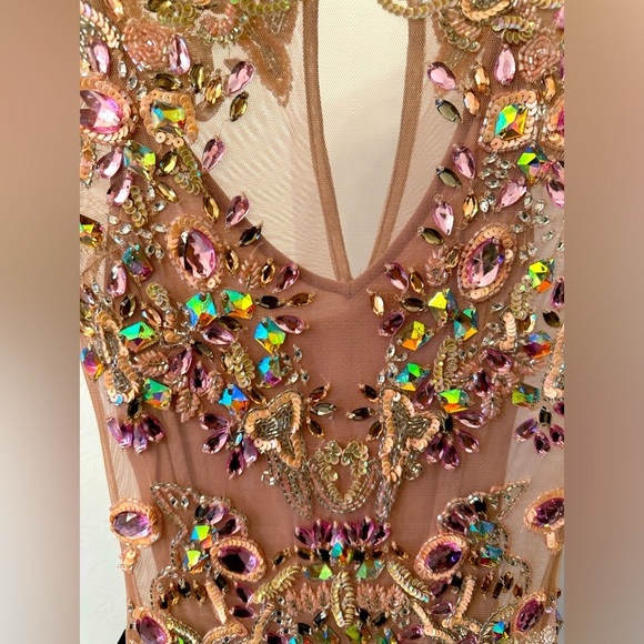 ASOS Pink Mesh & Bejeweled Dress with Slip - US Size 0 - Picture 5 of 12